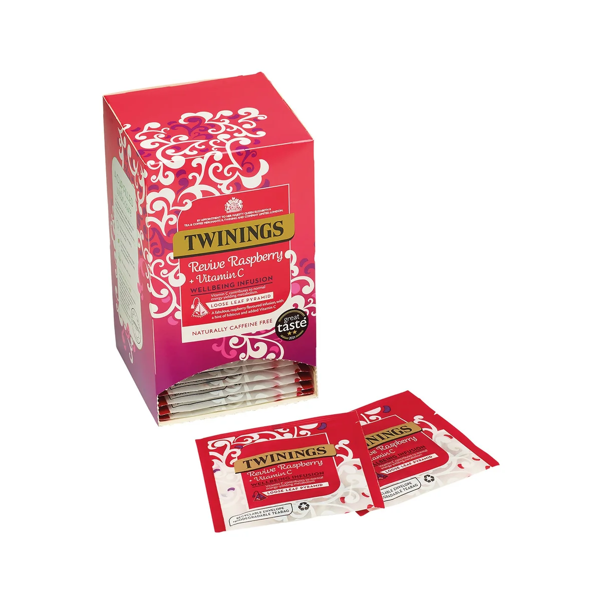Twinings Revive Raspberry/Hibiscus/Vitamin C Mesh Tea Bags Pyramid Enveloped (Pack of 15) F16869 - Image 3