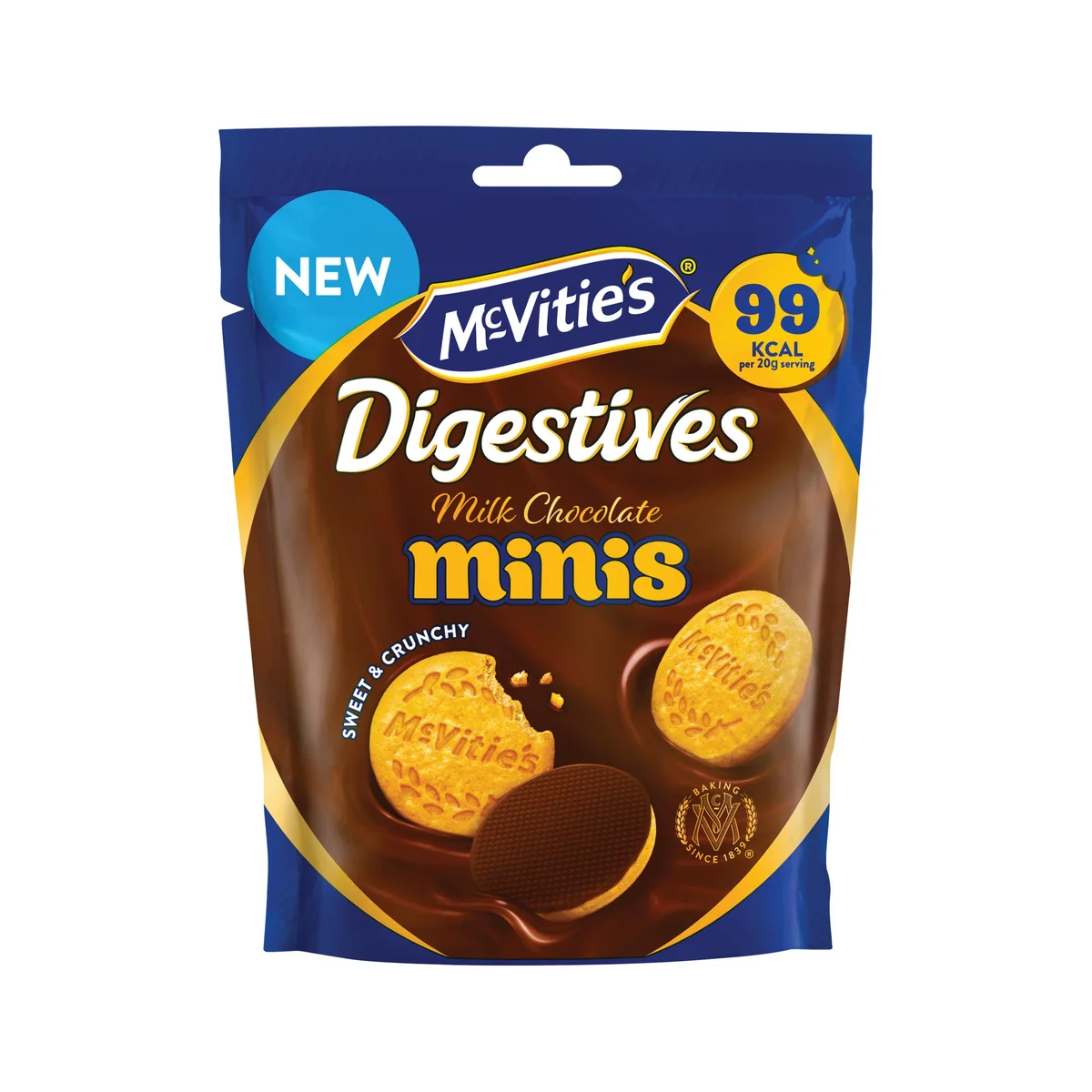 McVities Chocolate Digestive Minis Sharing Pouch Biscuits 80g 44971 - Image 1
