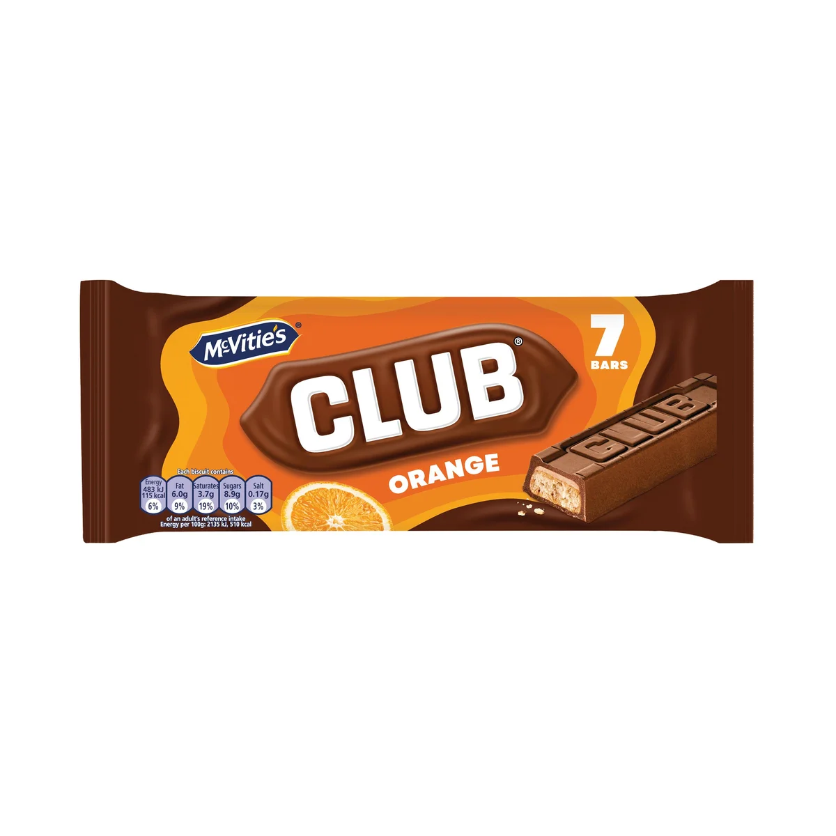 McVitie's Club Orange Biscuit Bars (Pack of 7) 37434