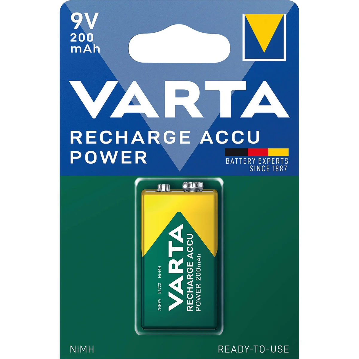 Varta Rechargeable Accu Battery 9V NiMH 200 mAh 56722101401 - Image 2