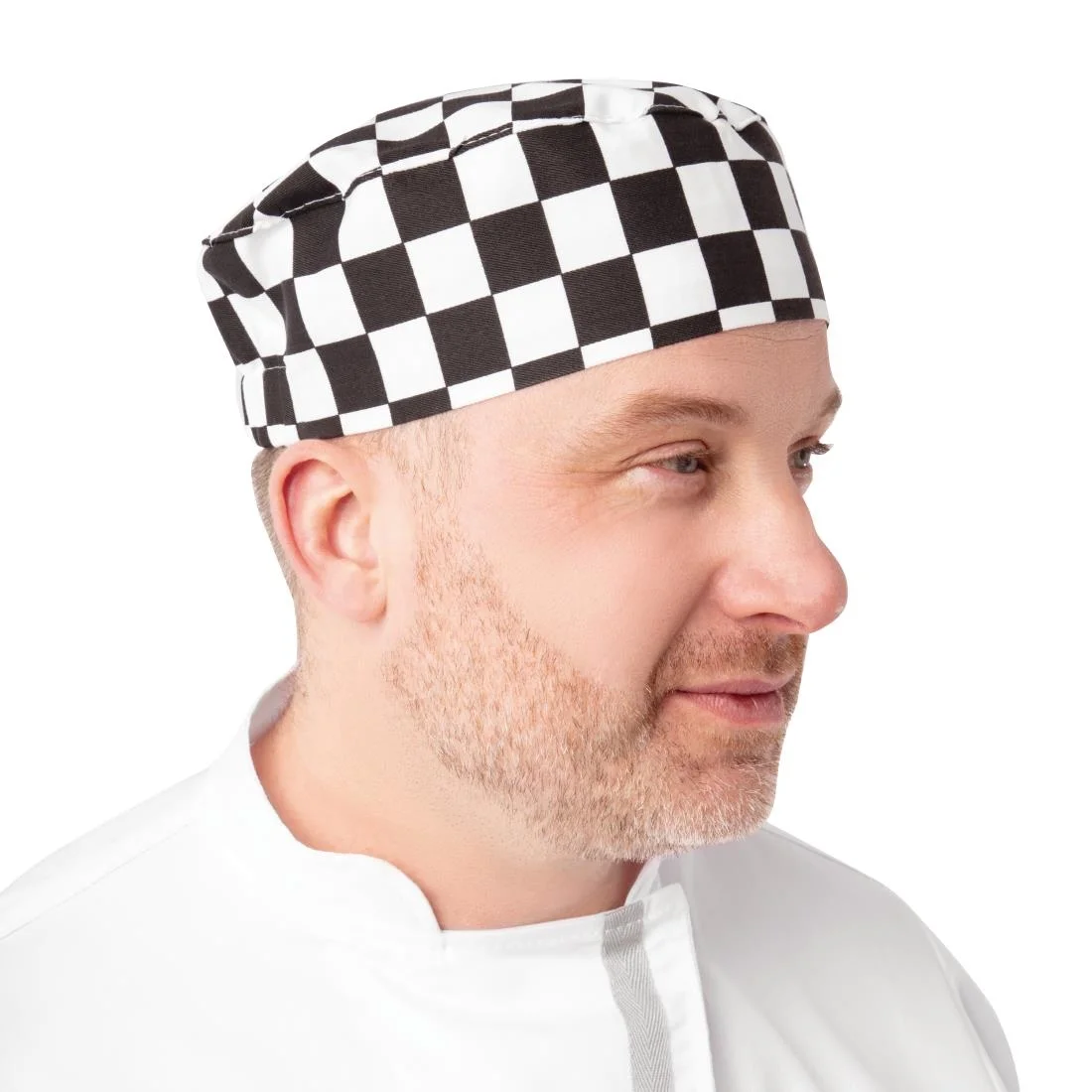 Whites Chefs Skull Cap Big Black and White Check - Image 3