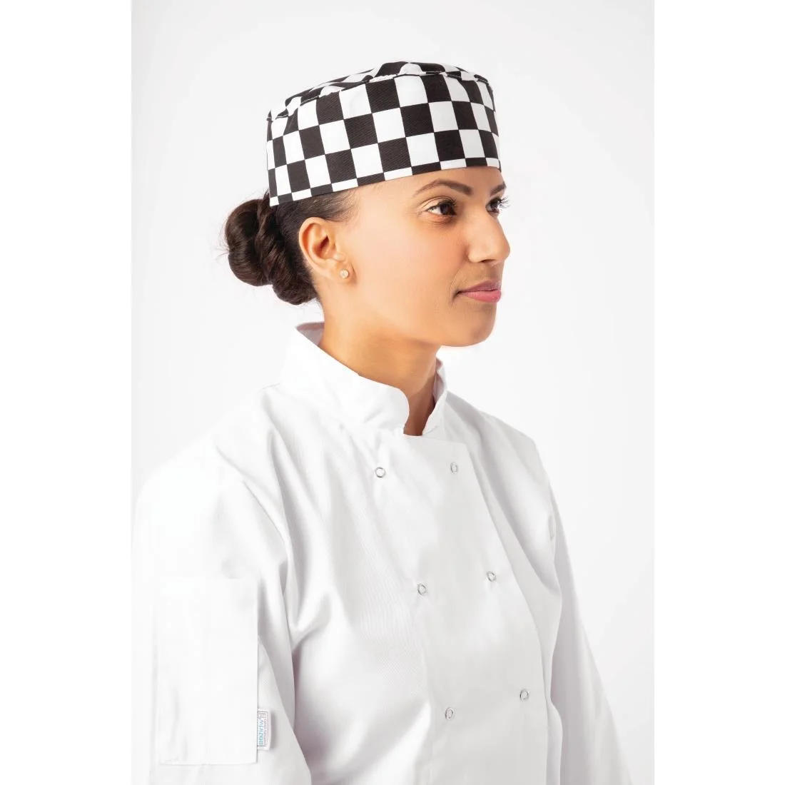 Whites Chefs Skull Cap Big Black and White Check - Image 5