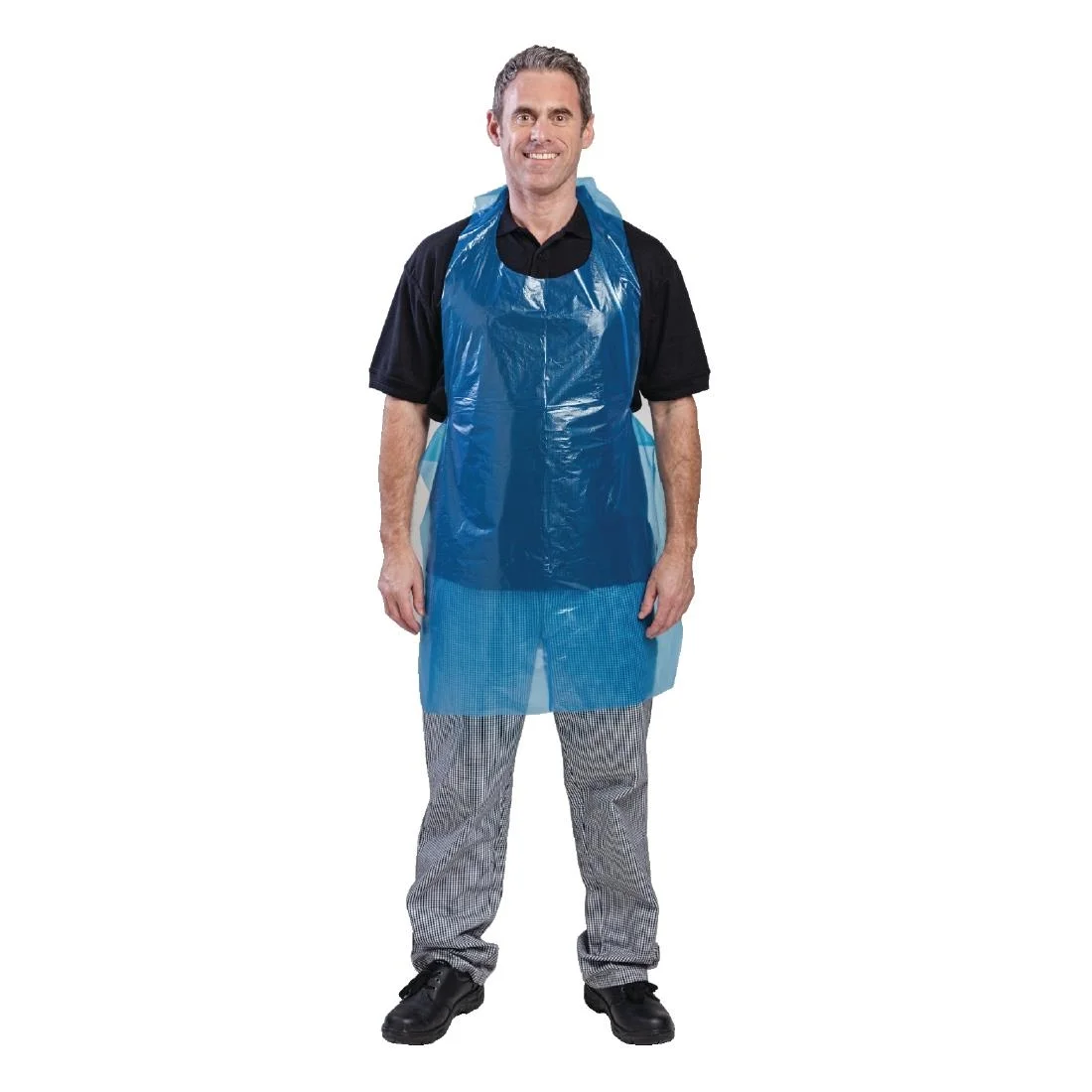 Disposable Polythene Bib Aprons Blue - Image 3
