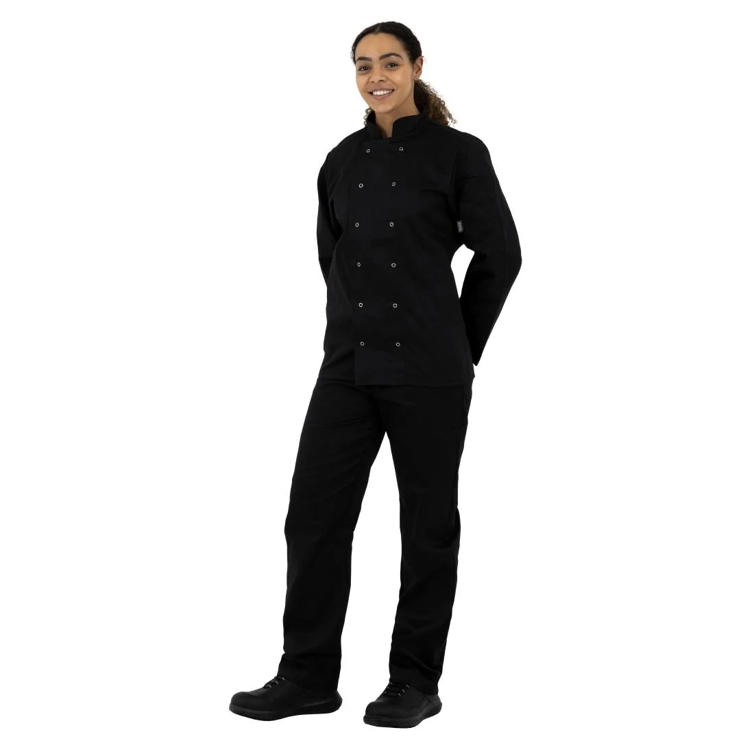 Whites Vegas Unisex Chef Jacket Long Sleeve Black - Image 2