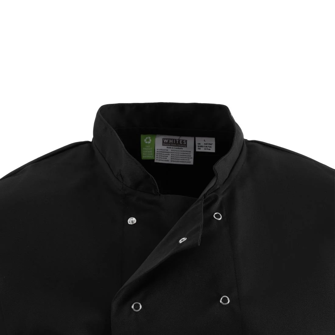 Whites Vegas Unisex Chef Jacket Long Sleeve Black - Image 10