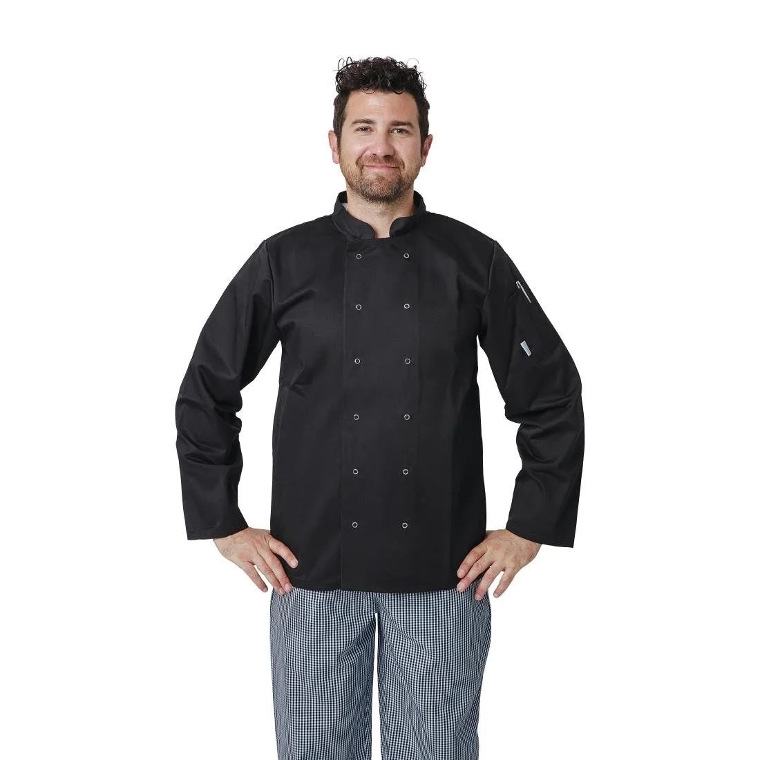 Whites Vegas Unisex Chef Jacket Long Sleeve Black - Image 8