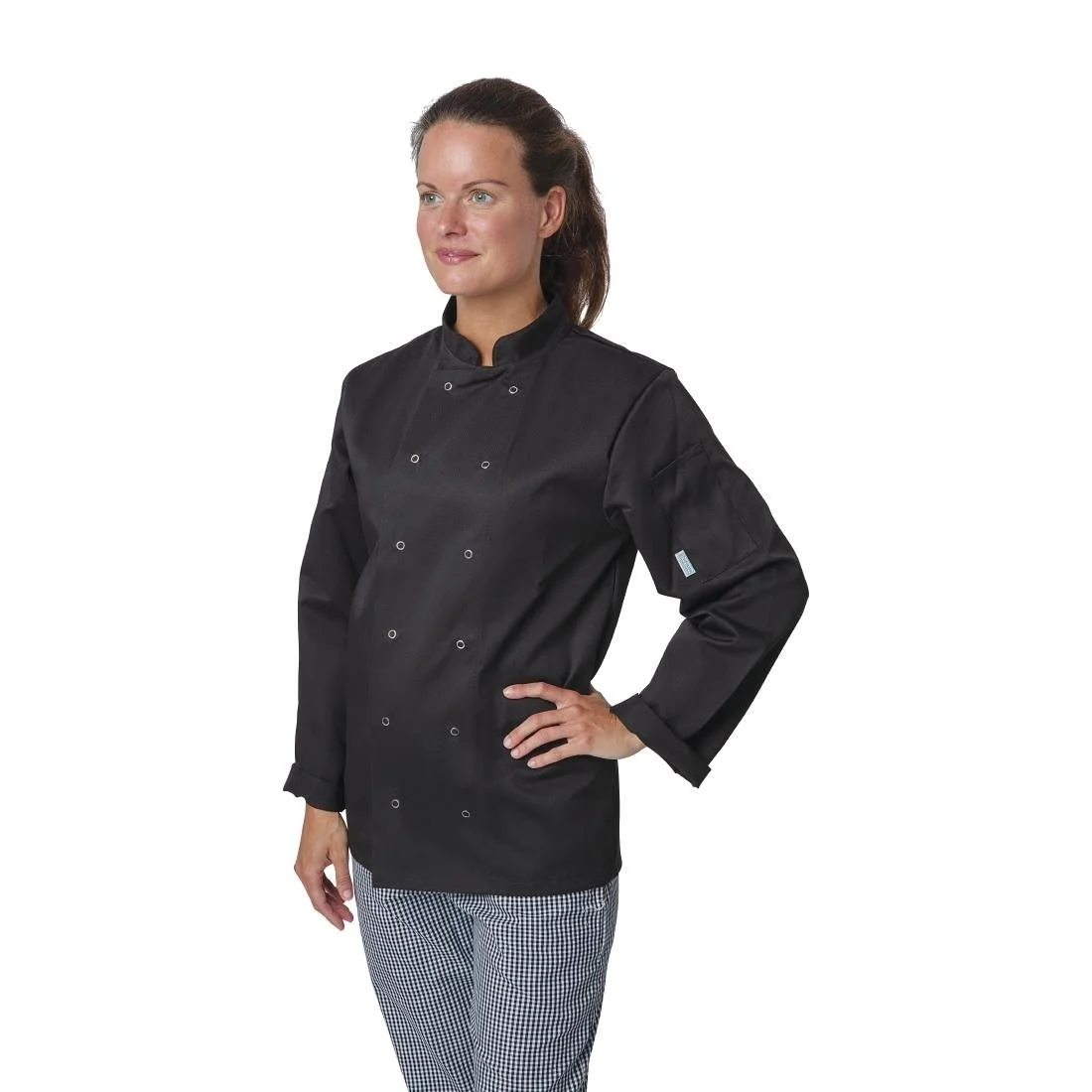 Whites Vegas Unisex Chef Jacket Long Sleeve Black - Image 2