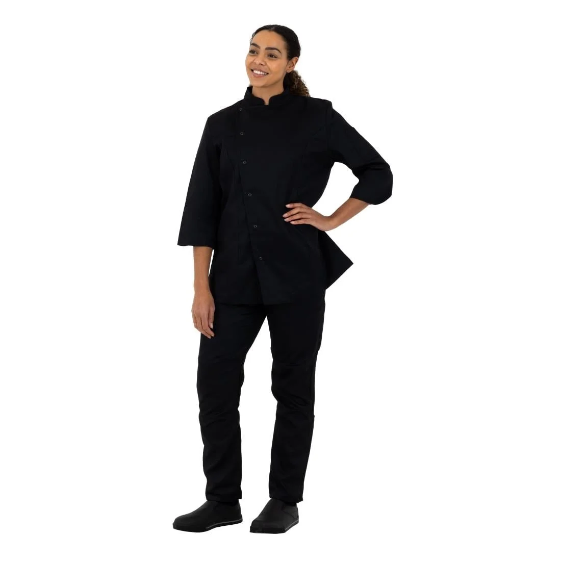 Whites Vegas Unisex Chef Jackets Short Sleeve Black (5 Pack) - Image 3