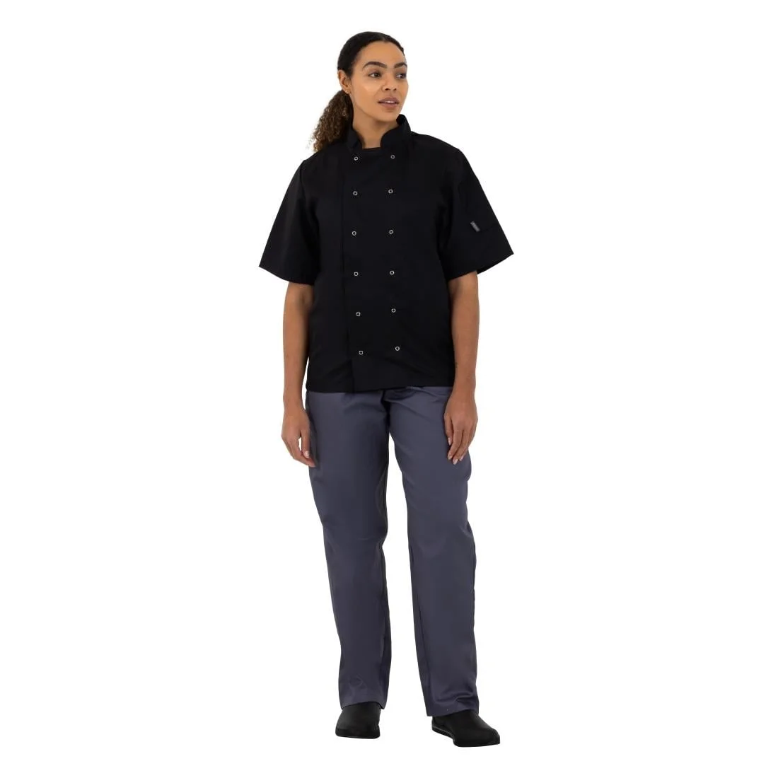 Whites Vegas Unisex Chef Jackets Short Sleeve Black (5 Pack) - Image 4