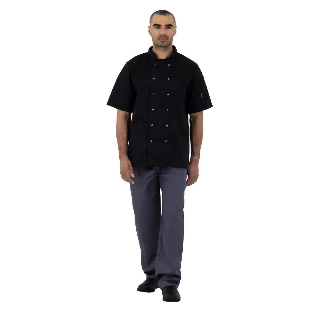 Whites Vegas Unisex Chef Jacket Short Sleeve Black - Image 3