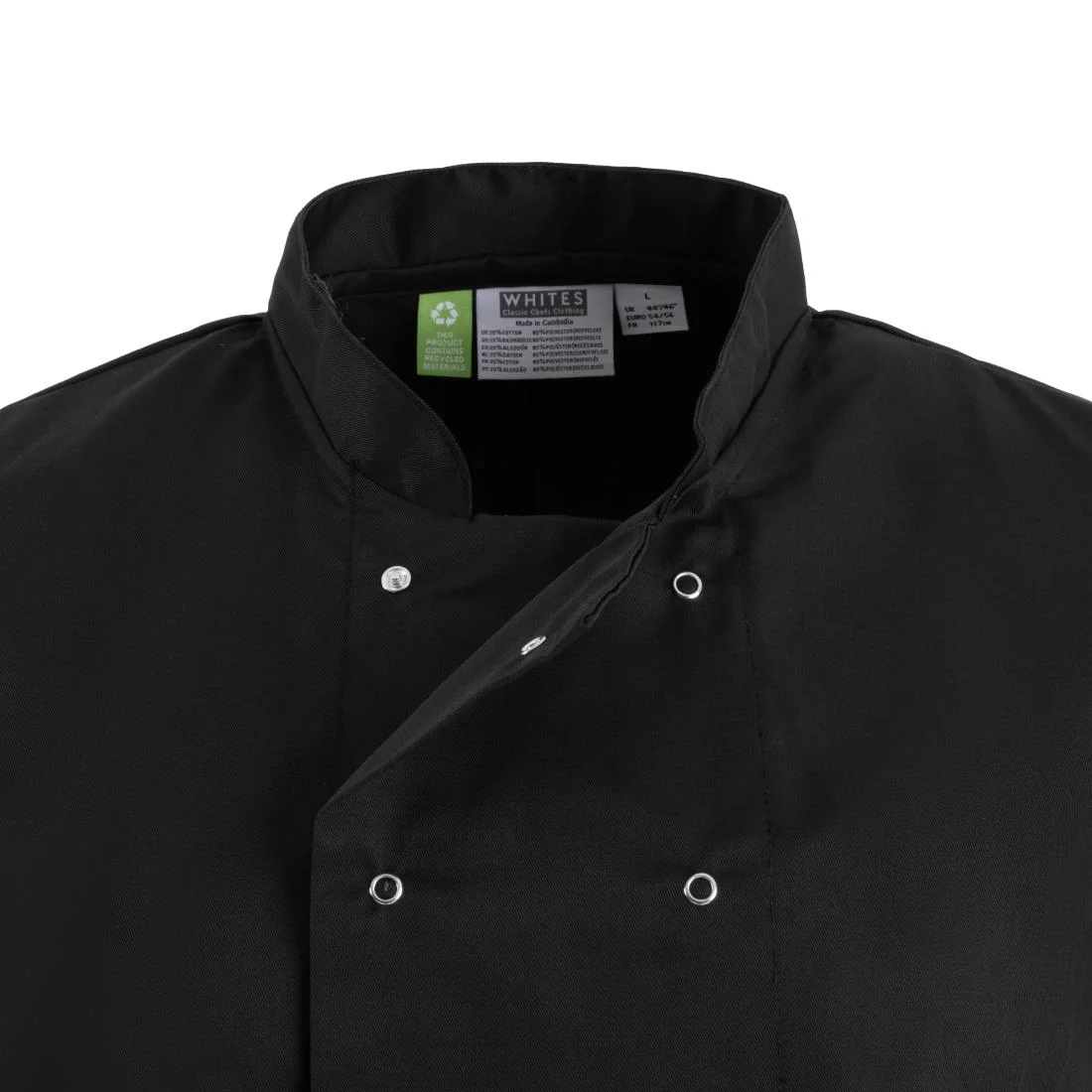 Whites Vegas Unisex Chef Jacket Short Sleeve Black - Image 10