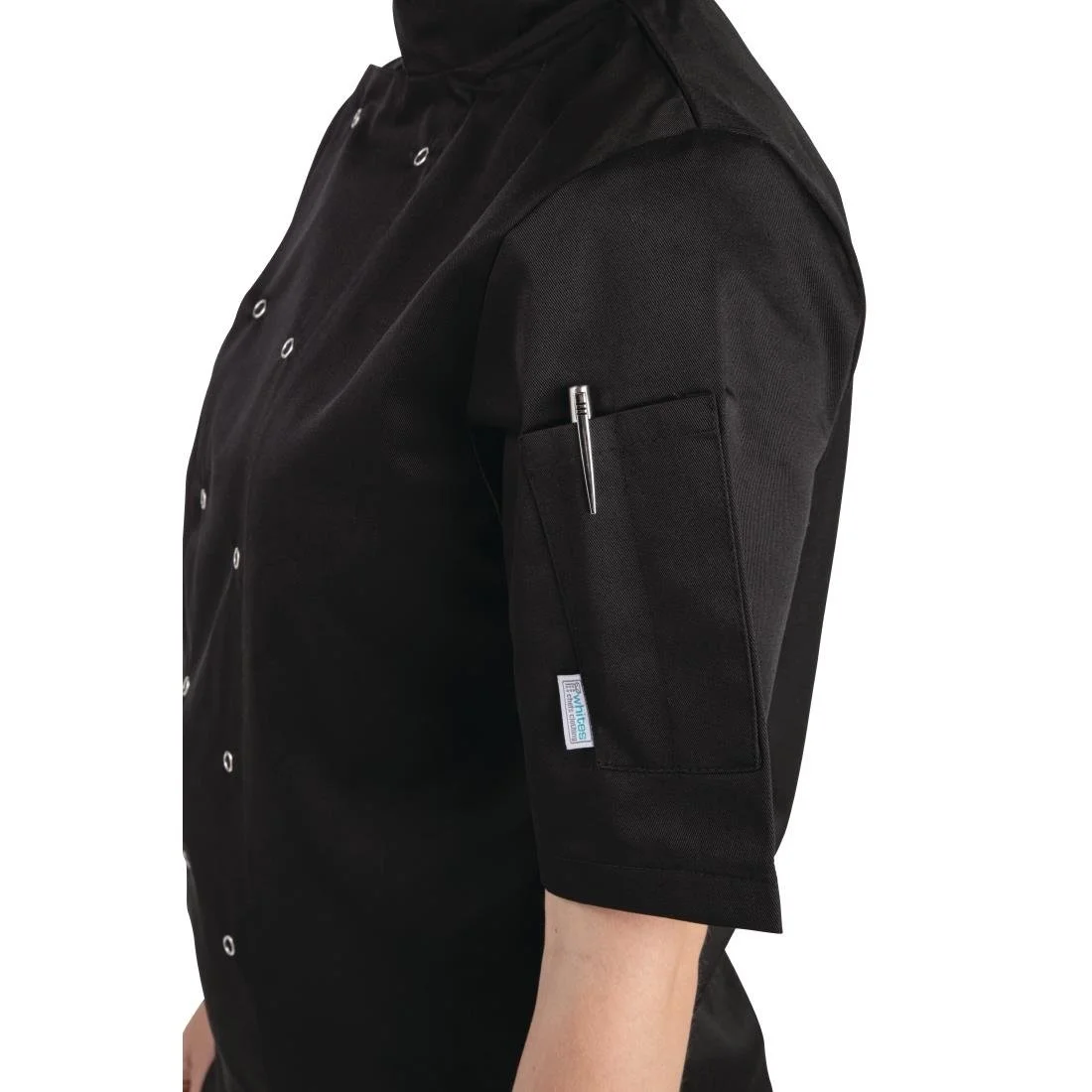 Whites Vegas Unisex Chef Jacket Short Sleeve Black - Image 6