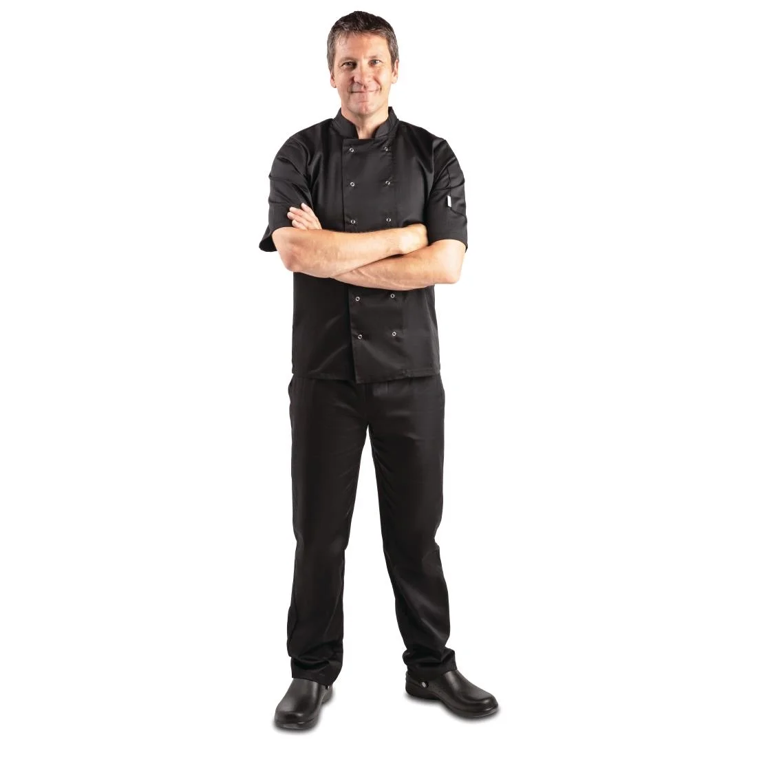 Whites Vegas Unisex Chef Jacket Short Sleeve Black - Image 9