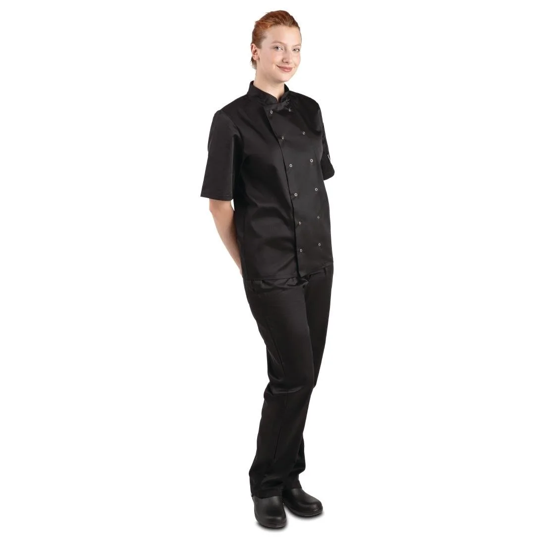 Whites Vegas Unisex Chef Jacket Short Sleeve Black - Image 2