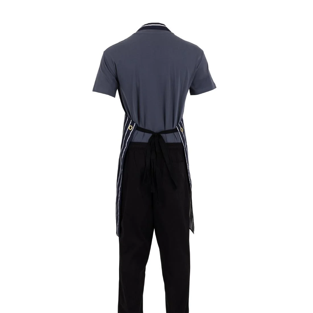 Whites Butchers Apron Navy Stripe with Pocket - Image 10