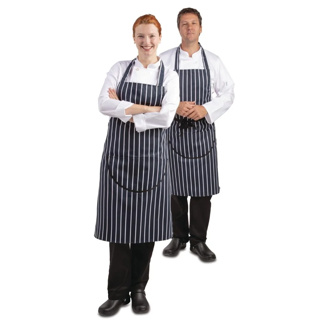 Whites Butchers Apron Navy Stripe Extra Large - Image 7