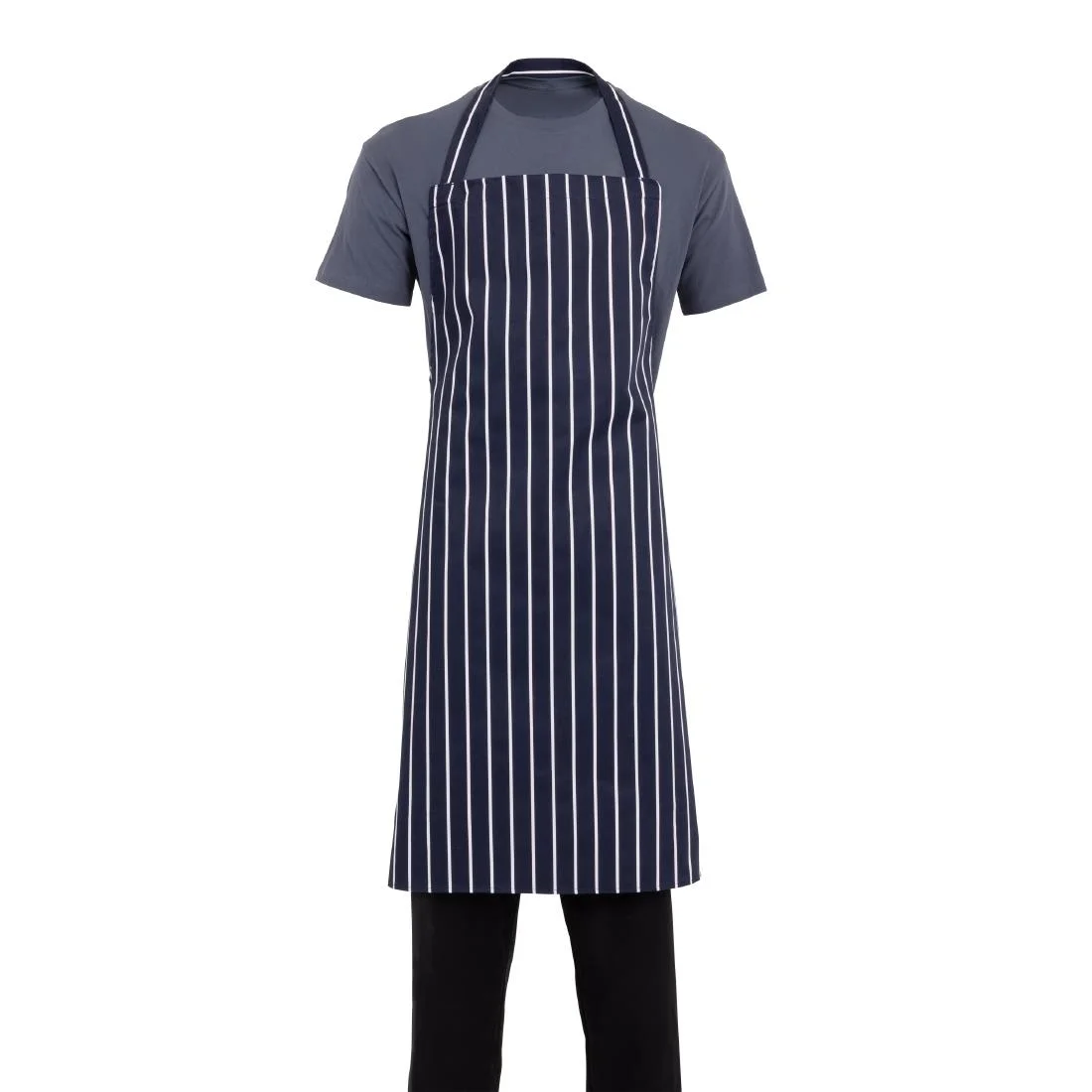 Whites Butchers Apron Navy Stripe Extra Large - Image 9