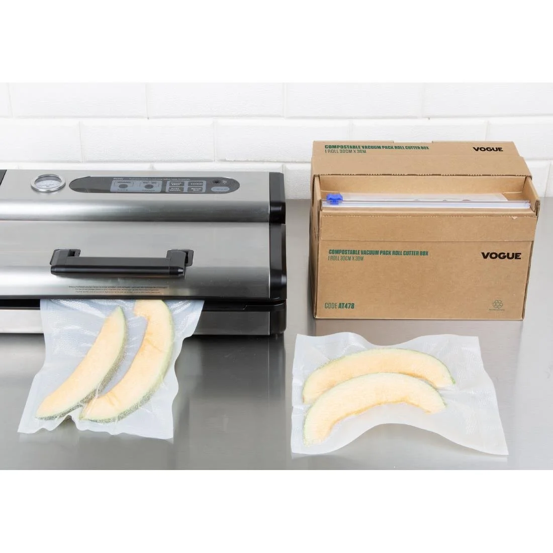 Vogue Compostable Vacuum Pack Roll Cutter Box 20cm x 30m - Image 7