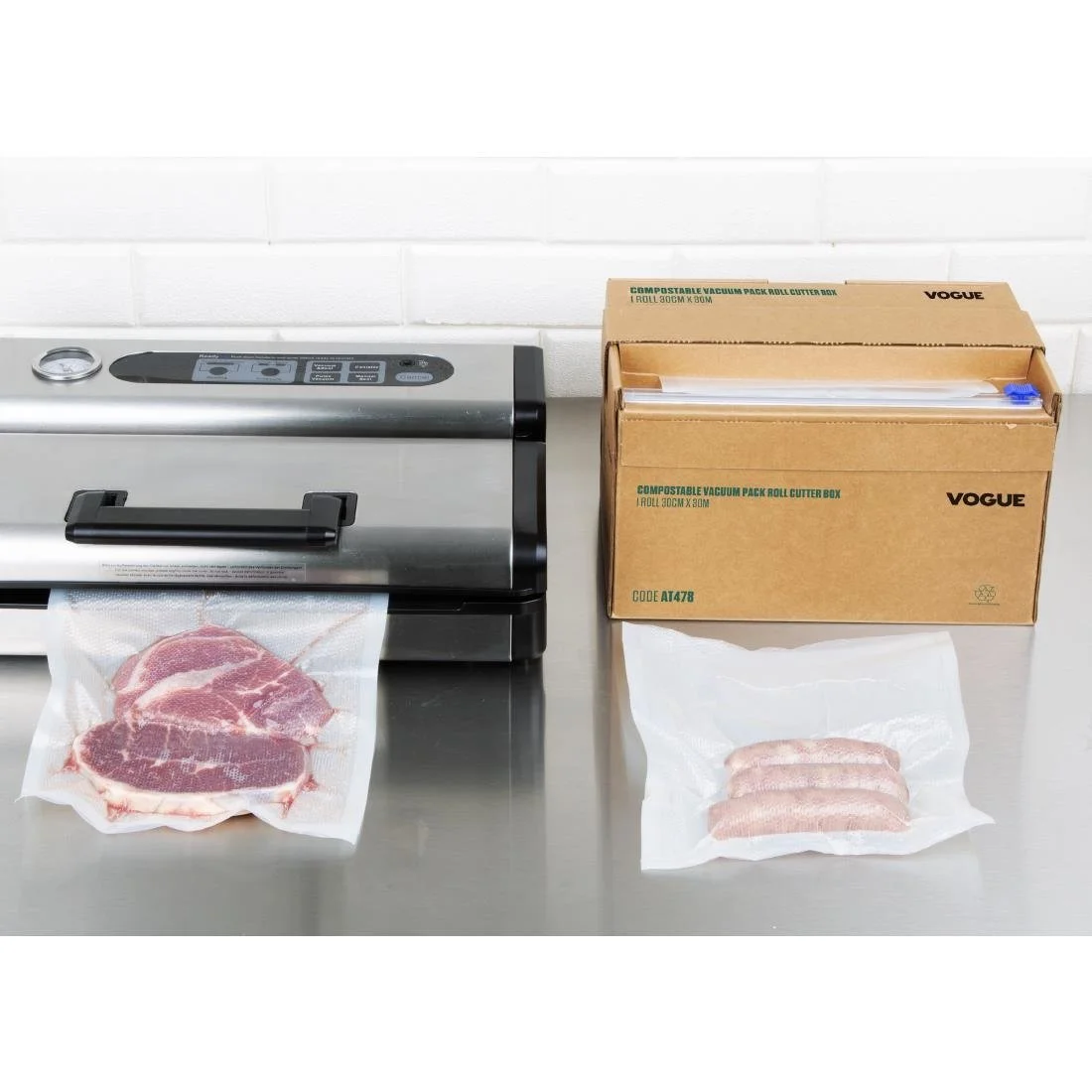 Vogue Compostable Vacuum Pack Roll Cutter Box 30cm x 30m - Image 6