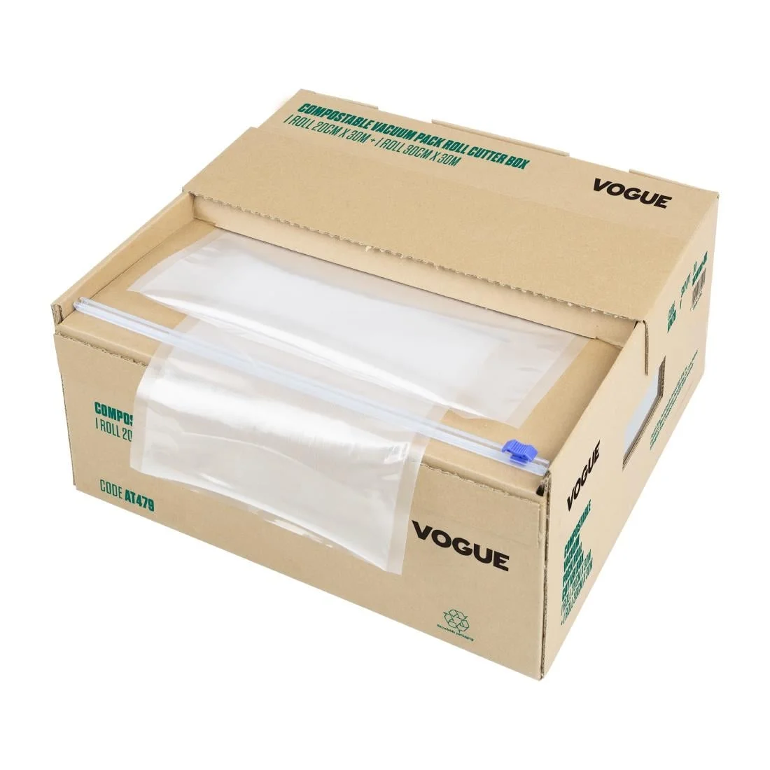 Vogue Compostable Vacuum Pack Roll Cutter Box 200mm & 300mm Twin Pack
