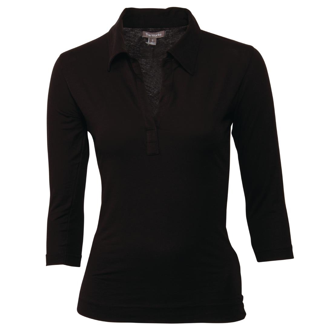 Uniform Works Womens V-Neck T-Shirt Black L