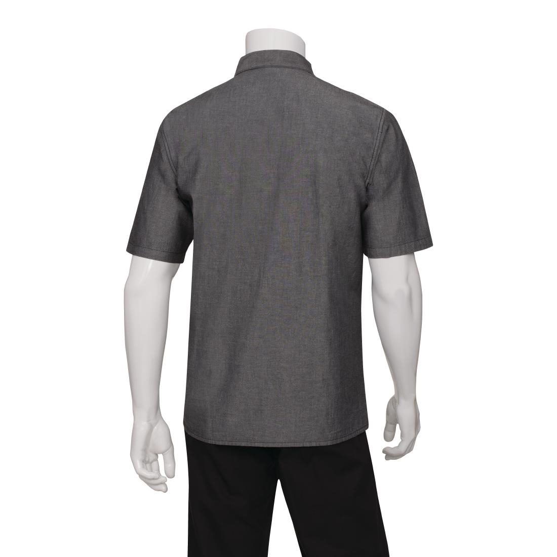 Chef Works Unisex Detroit Denim Short Sleeve Shirt Black M