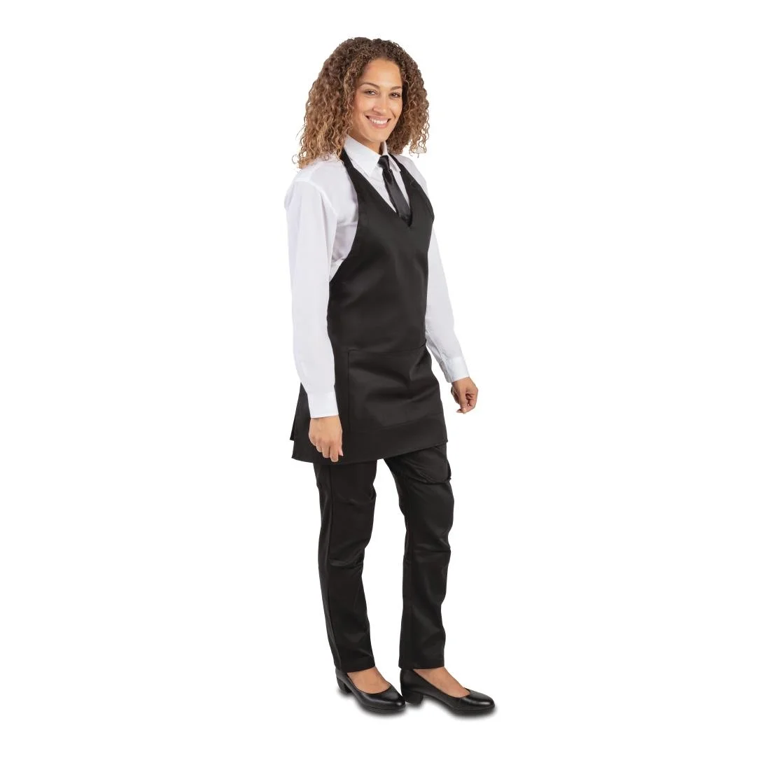 Whites V Neck Service Apron Black - Image 3