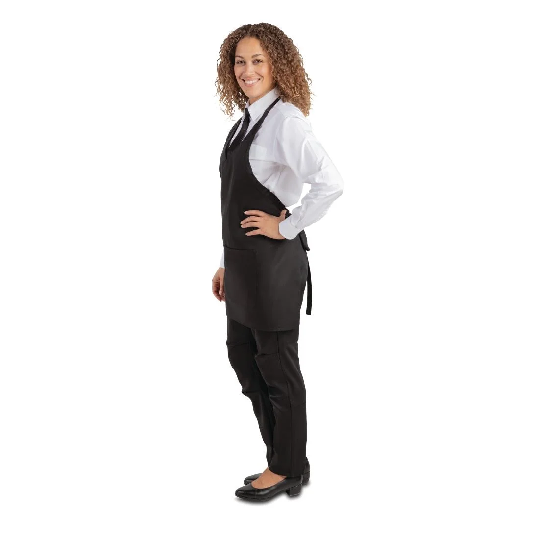 Whites V Neck Service Apron Black - Image 5