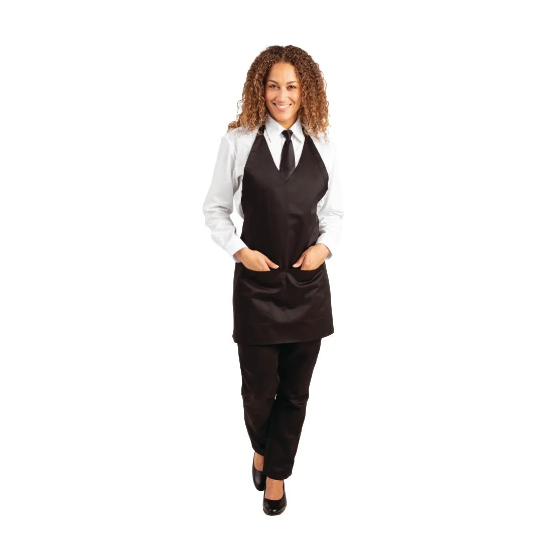 Whites V Neck Service Apron Black - Image 13
