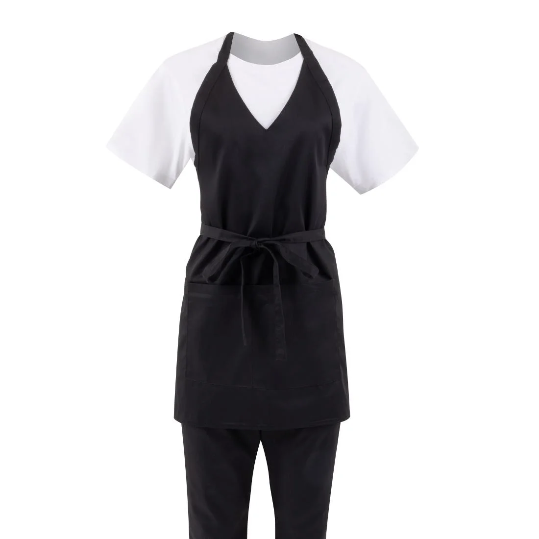 Whites V Neck Service Apron Black - Image 9