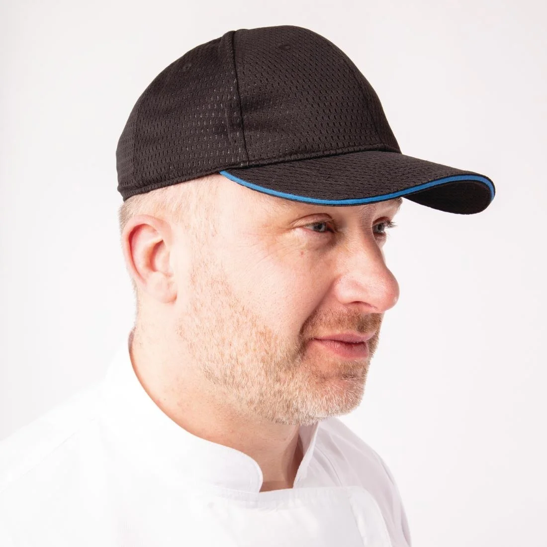 Chef Works Cool Vent Baseball Cap Black with Blue - Image 4