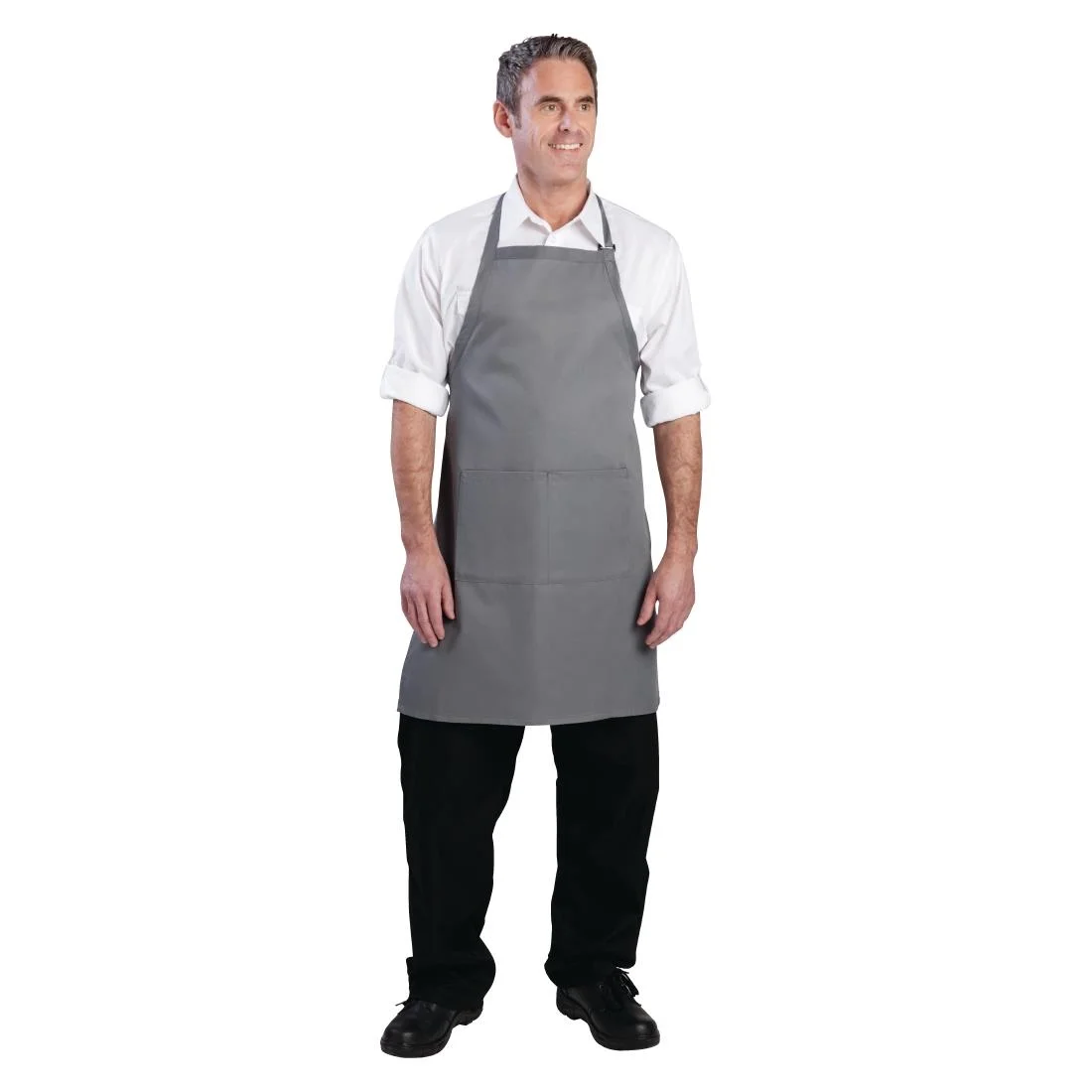 Chef Works Bib Apron Grey - Image 3