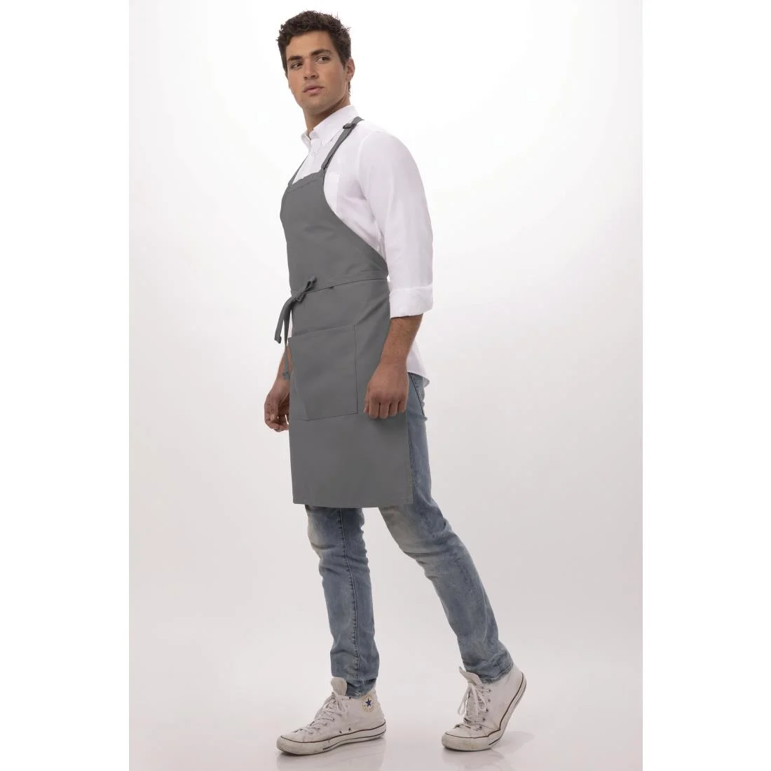 Chef Works Bib Apron Grey - Image 5