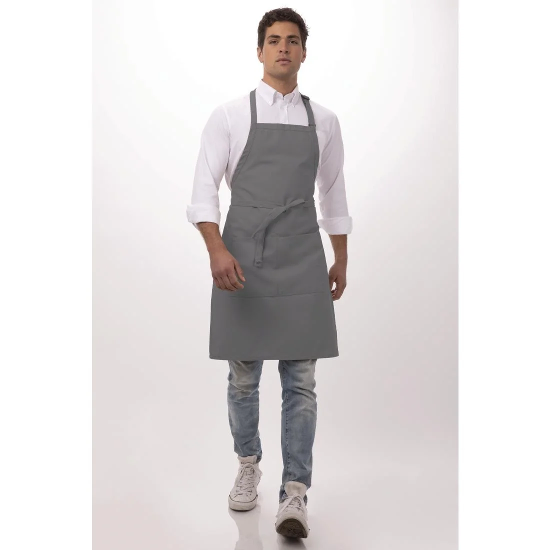 Chef Works Bib Apron Grey - Image 8