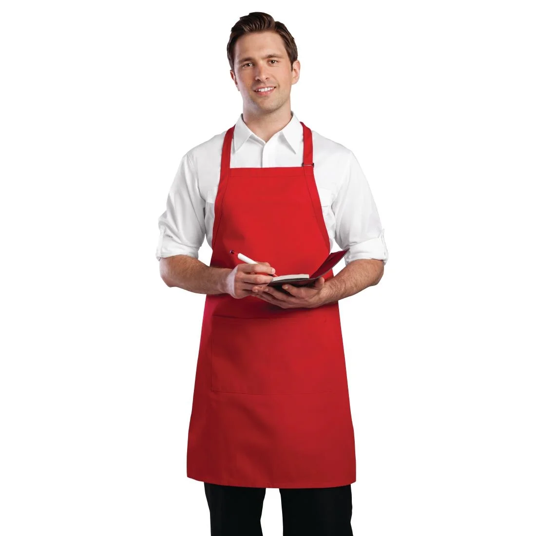 Chef Works Bib Apron Red - Image 3