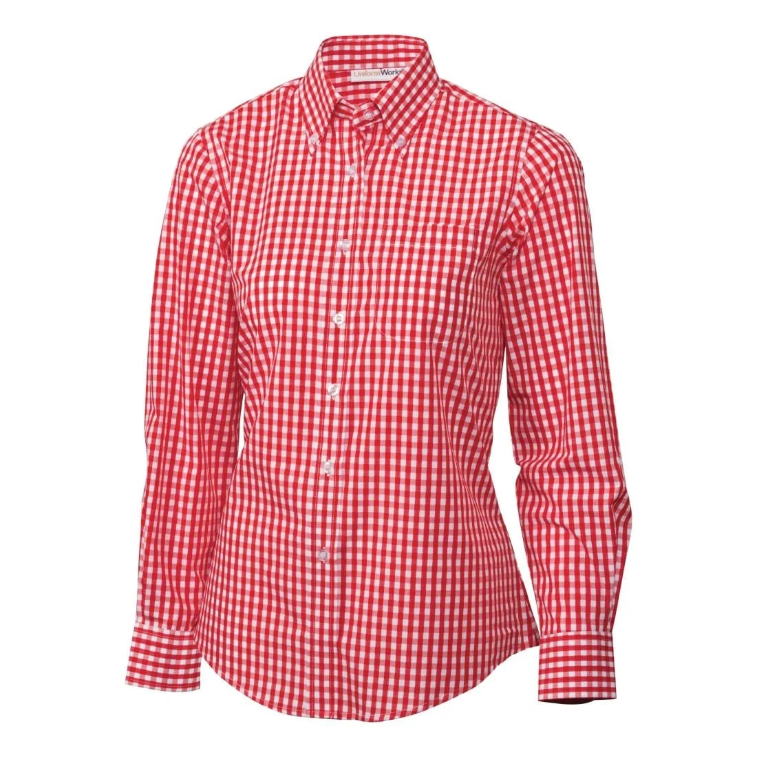 Uniform Works Womens Gingham Shirt Red M - Image 3