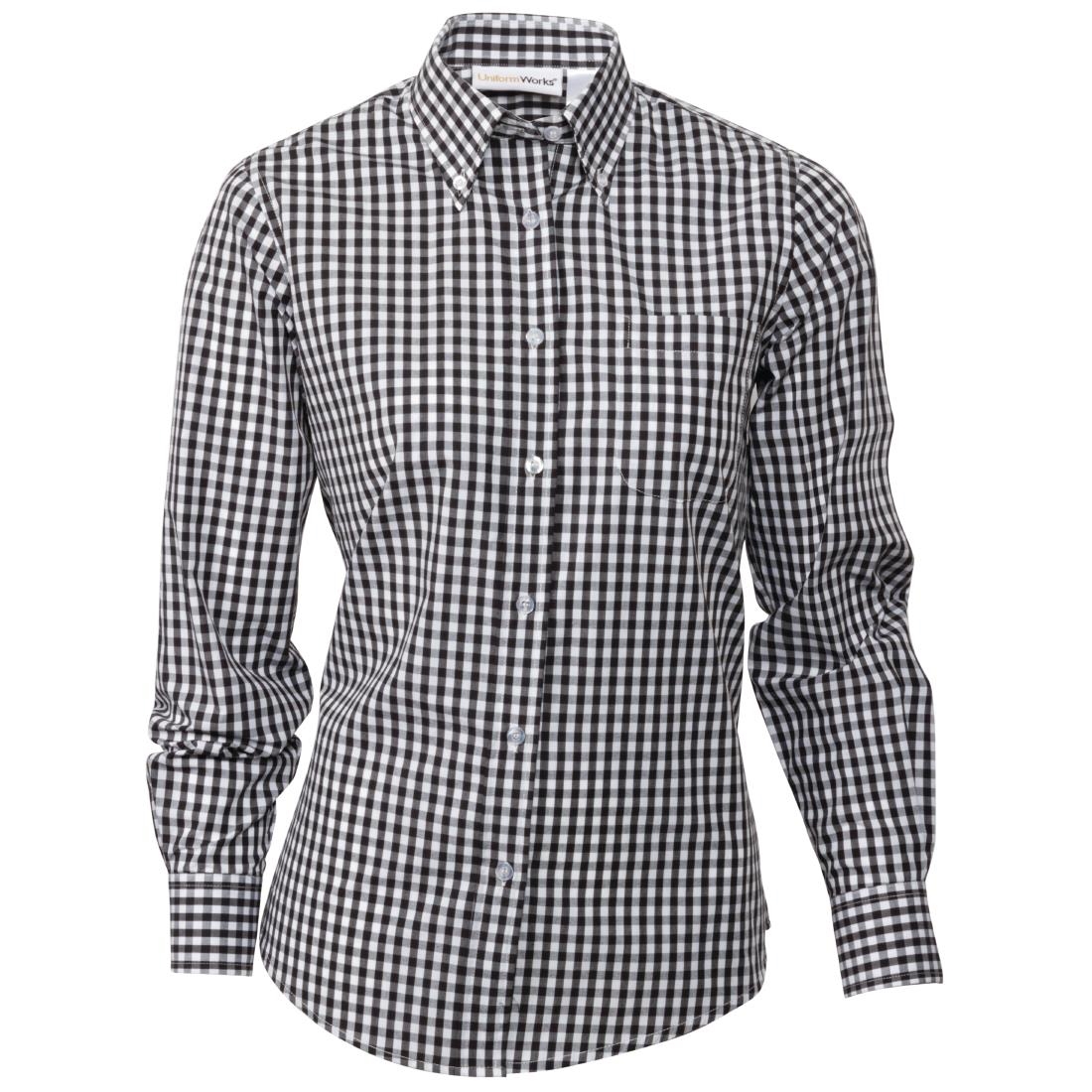 Uniform Works Womens Gingham Shirt Black L