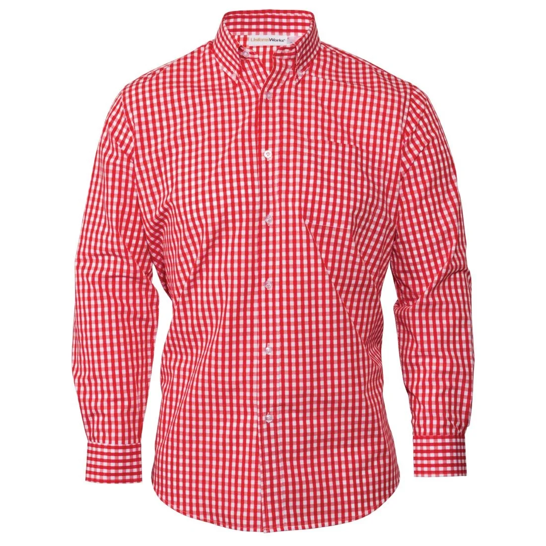 Chef Works Mens Gingham Shirt Red - Image 2