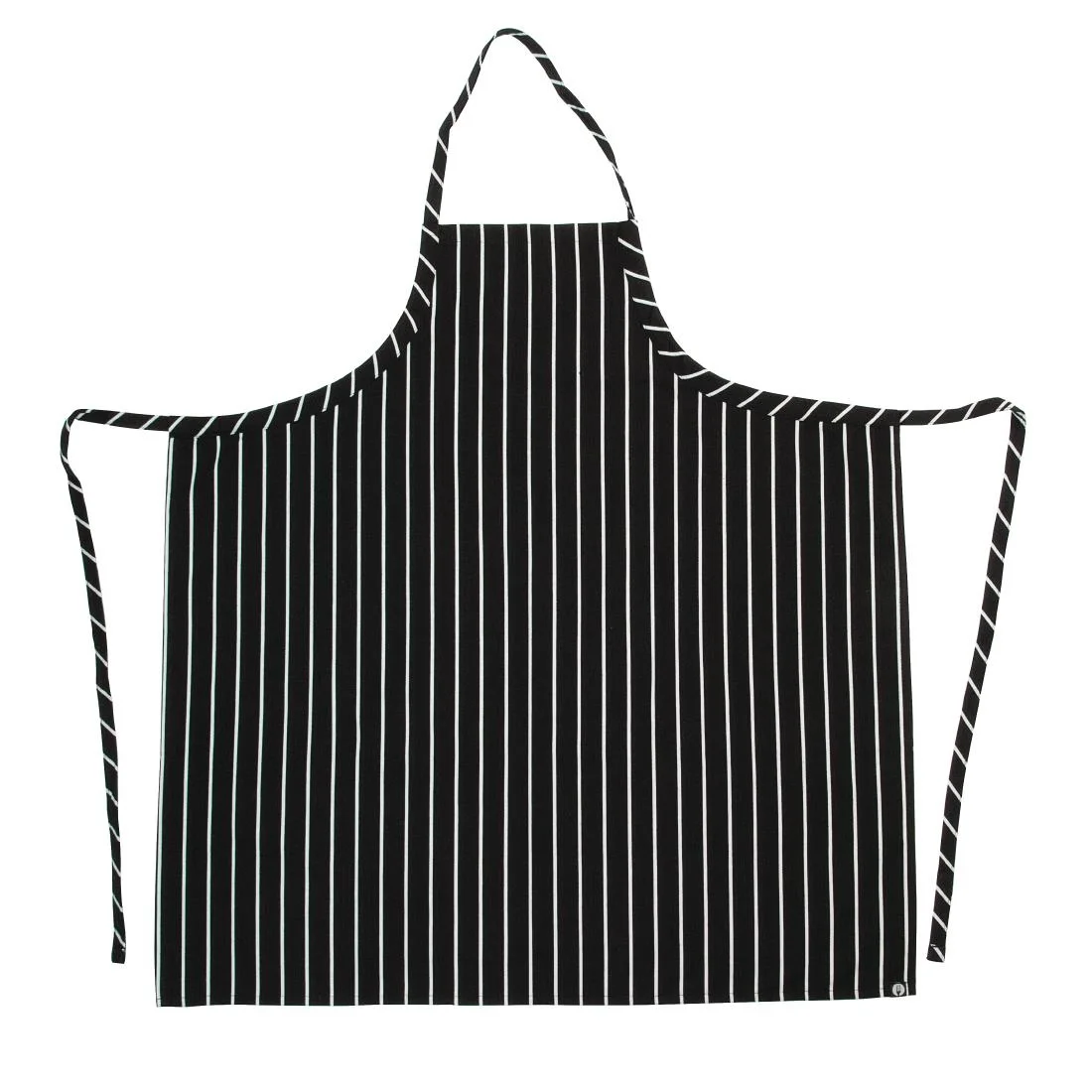 Chef Works Premium Woven Bib Apron Black and White Stripe - Image 3