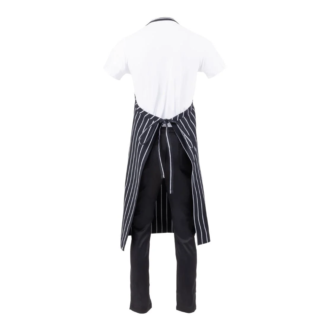 Chef Works Premium Woven Bib Apron Black and White Stripe - Image 7
