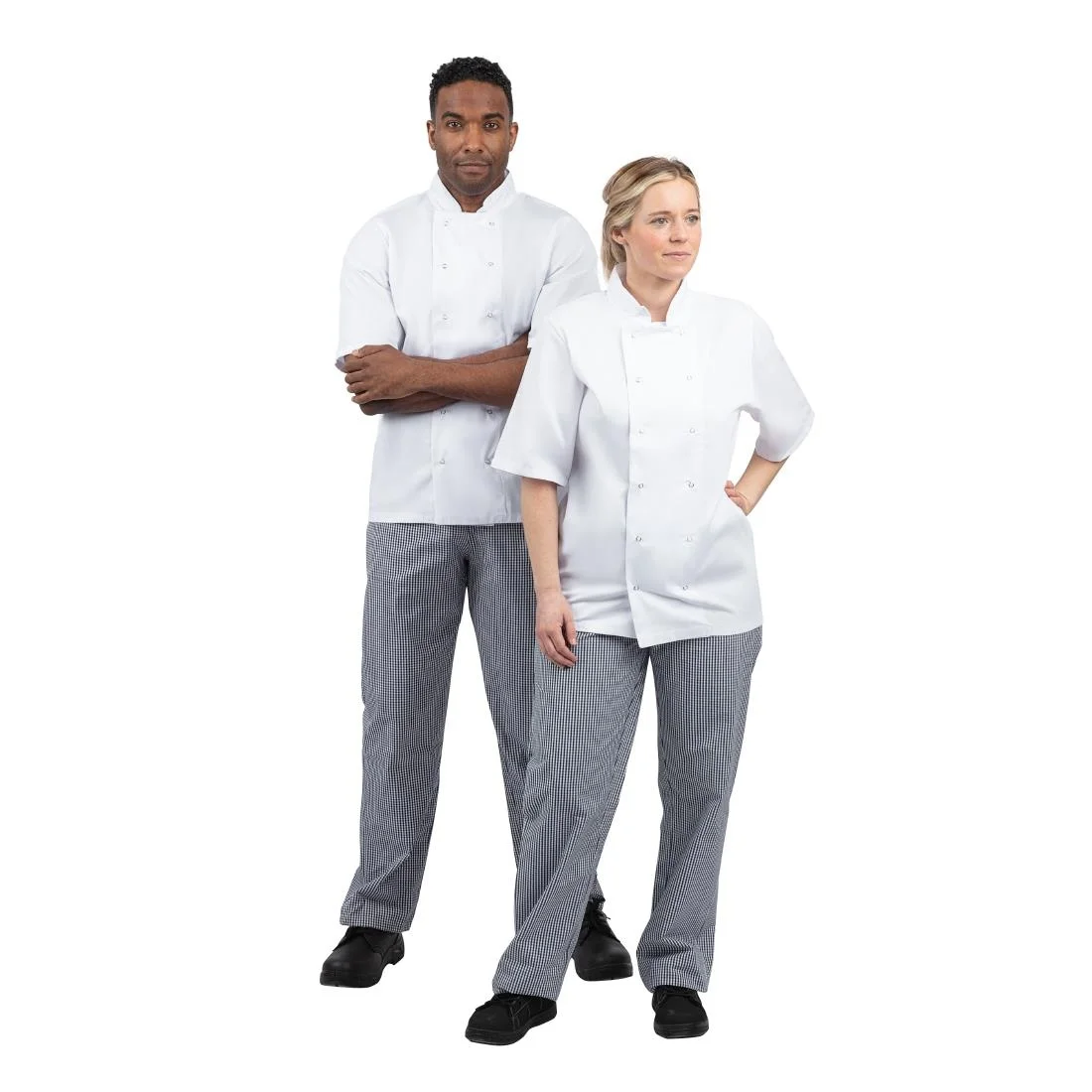 Whites Unisex Vegas Chefs Trousers Small Blue and White Check - Image 4