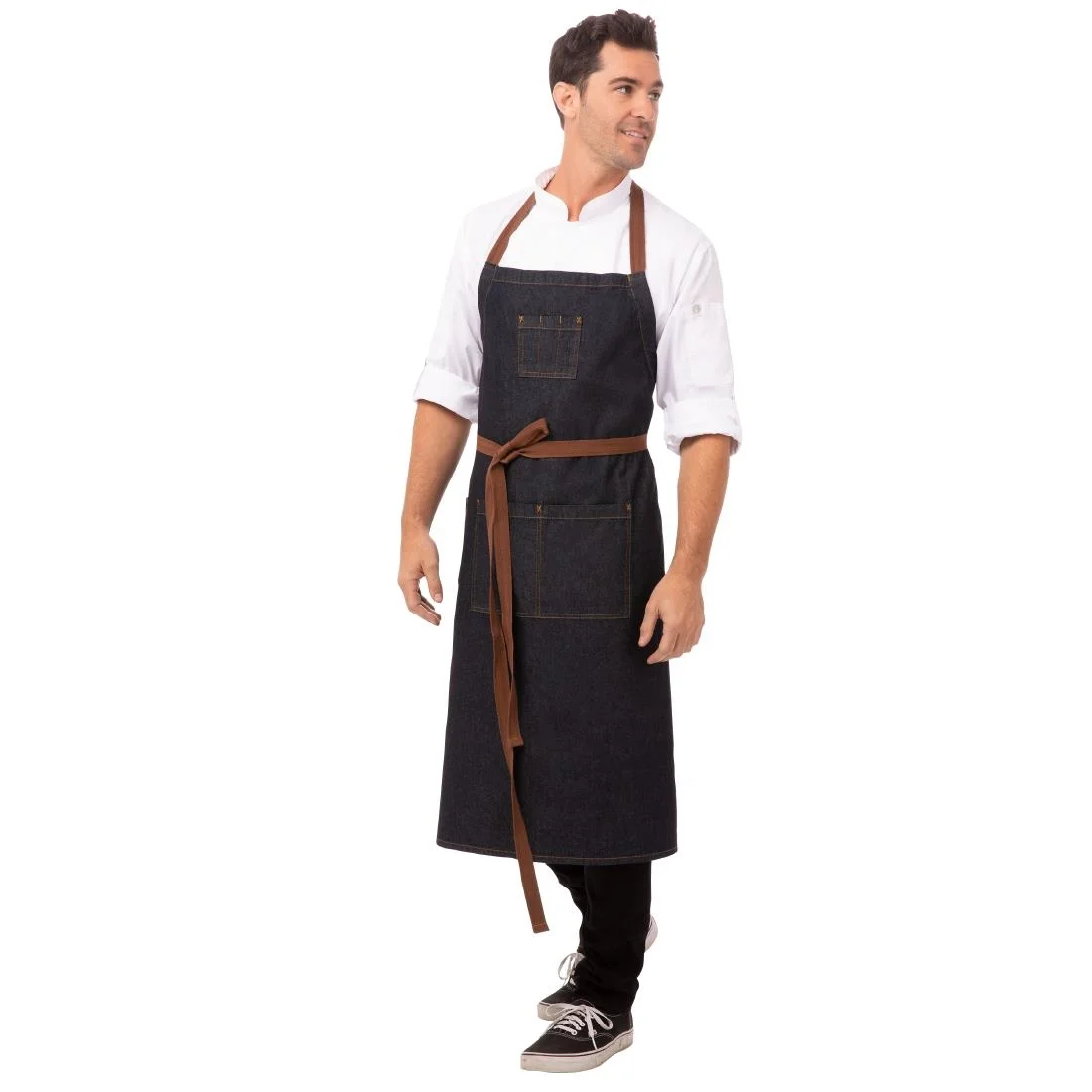 Chef Works Urban Memphis Wide Bib Apron Indigo - Image 2