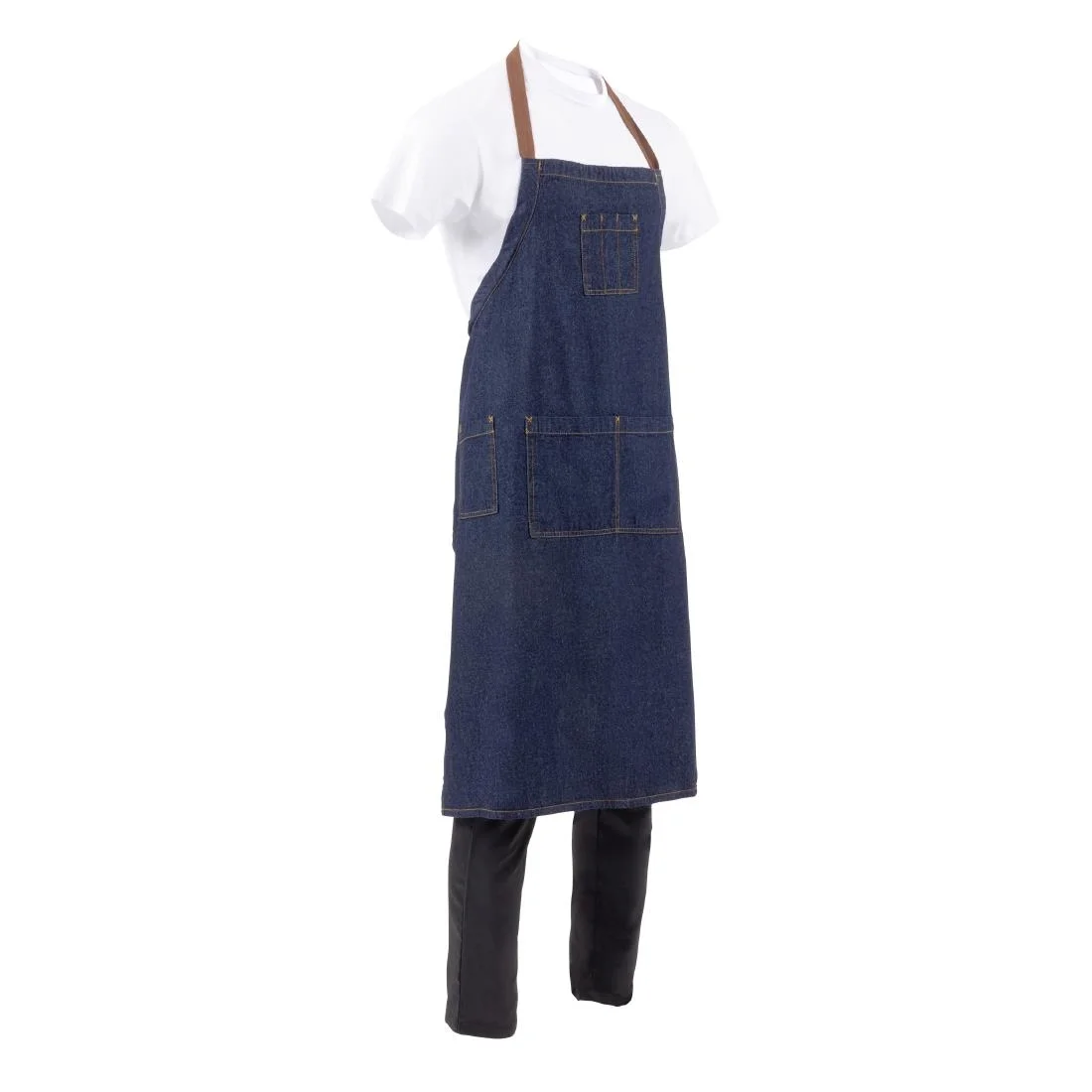 Chef Works Urban Memphis Wide Bib Apron Indigo - Image 1