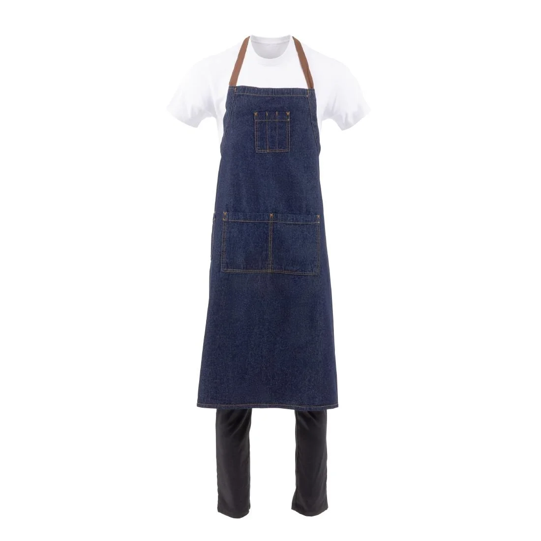 Chef Works Urban Memphis Wide Bib Apron Indigo - Image 4