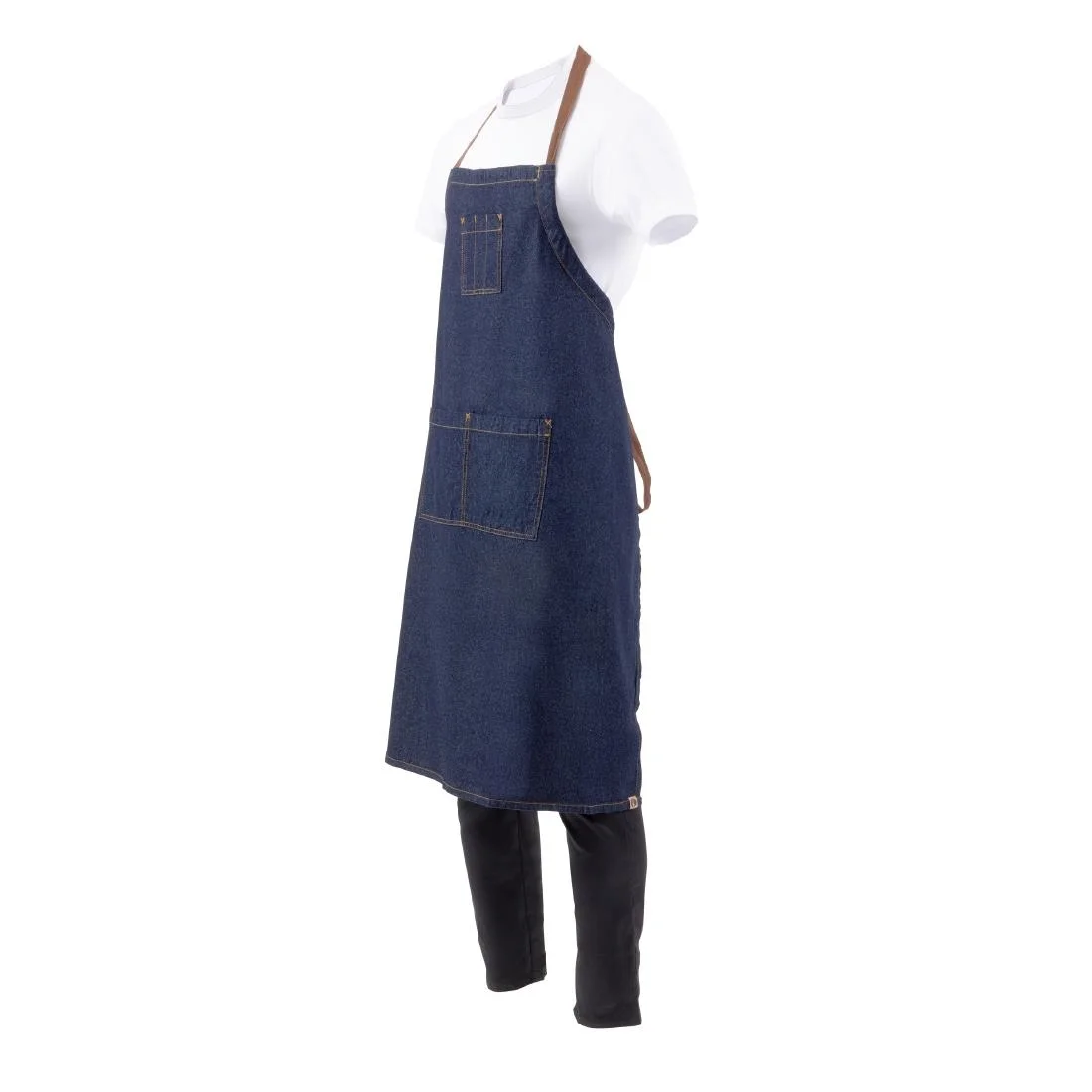 Chef Works Urban Memphis Wide Bib Apron Indigo - Image 5