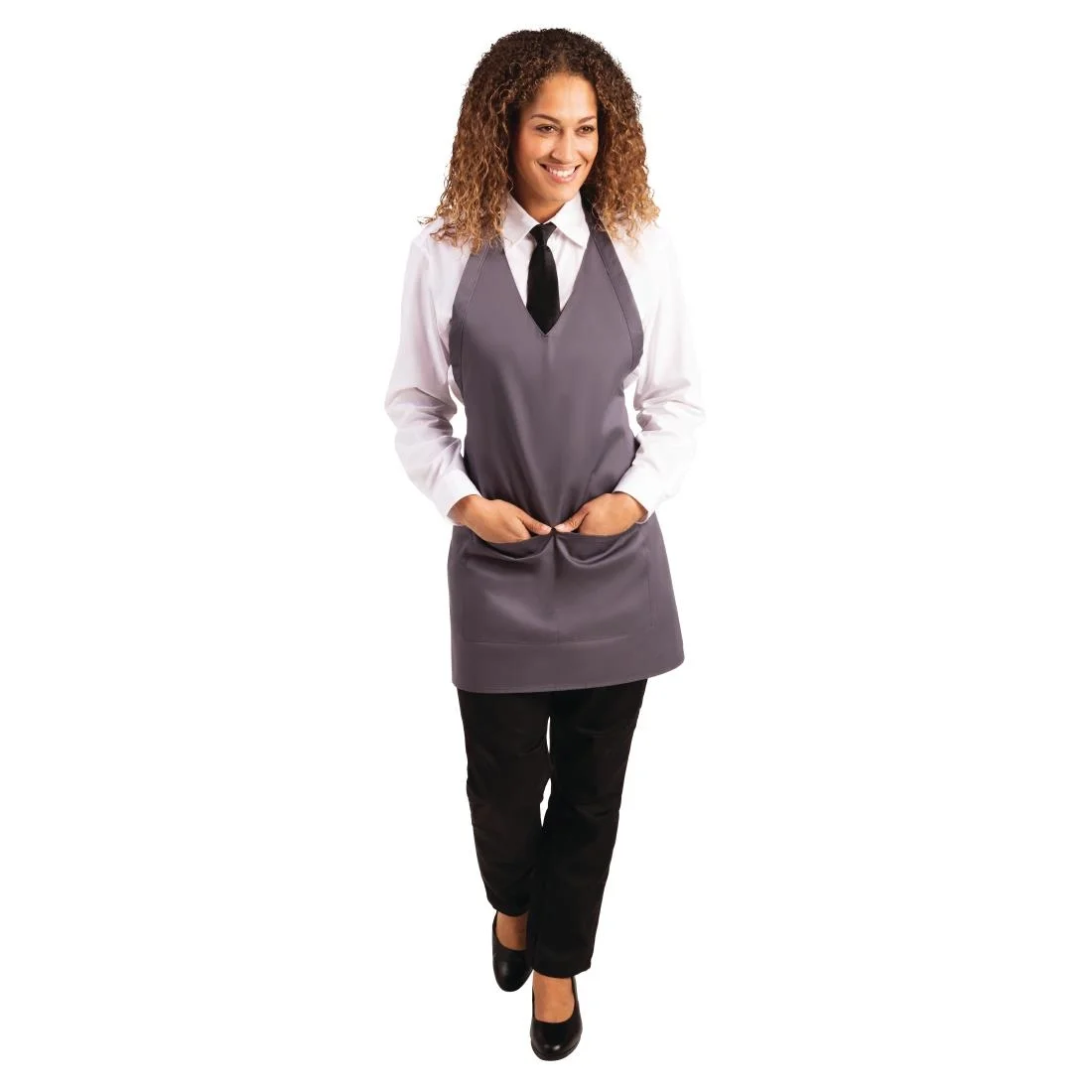 Whites V Neck Service Apron Charcoal - Image 12
