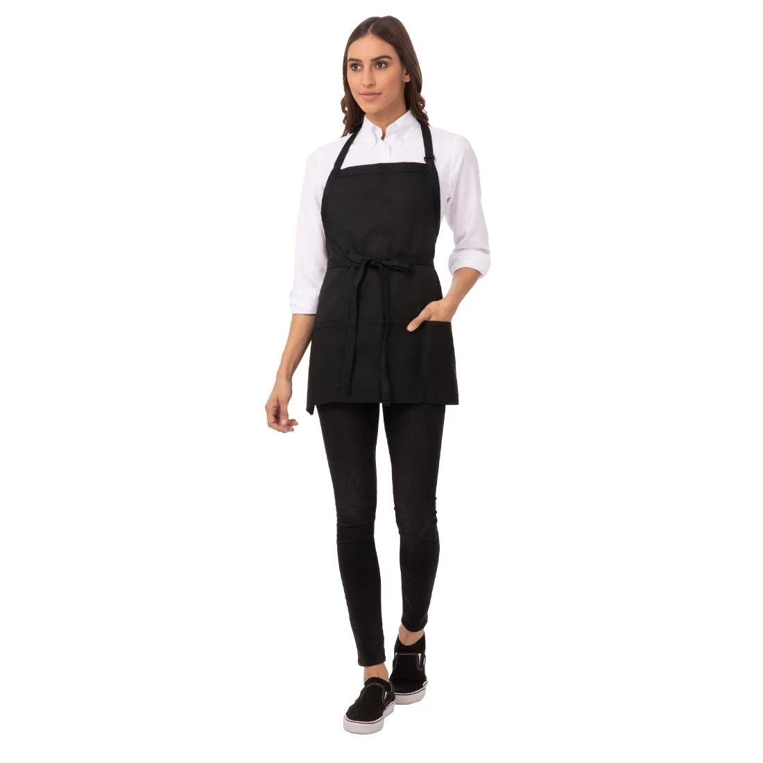 Chef Works Three Pocket Bib Apron Black