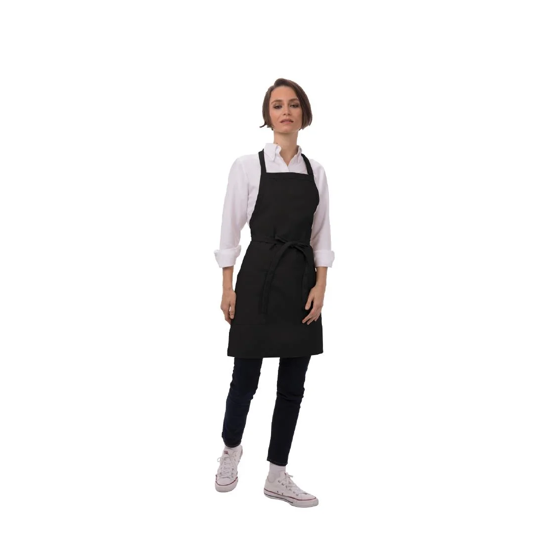 Chef Works Two Patch Pocket Bib Apron Black - Image 6