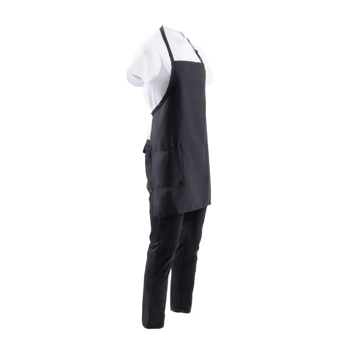 Chef Works Two Patch Pocket Bib Apron Black