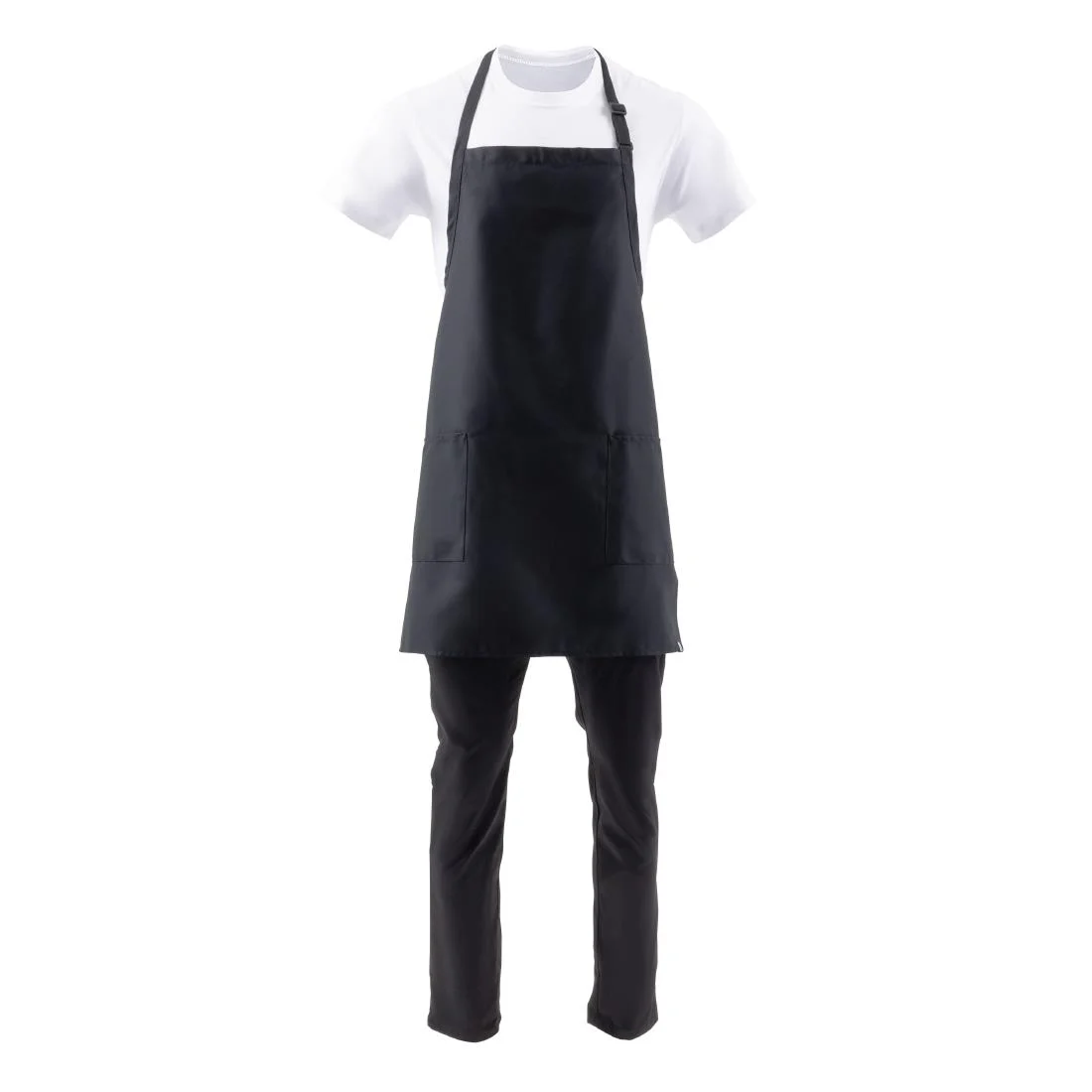 Chef Works Two Patch Pocket Bib Apron Black - Image 7
